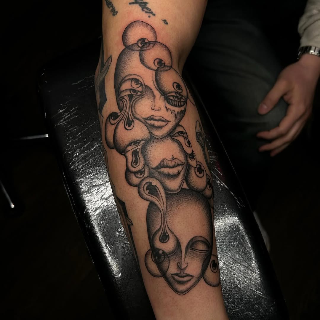 Tattoo by @beingtattoos — black_and_grey, surrealism