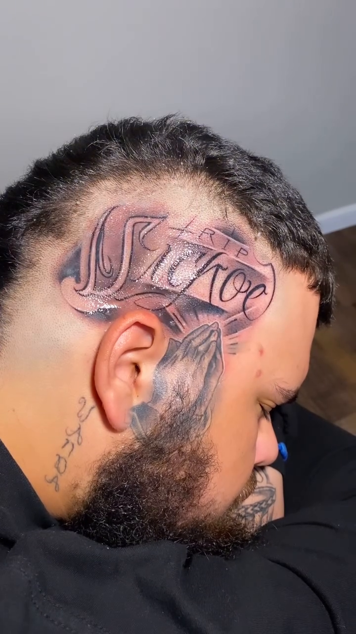 Tattoo by @eyesicktattooos — lettering_script, black_and_grey