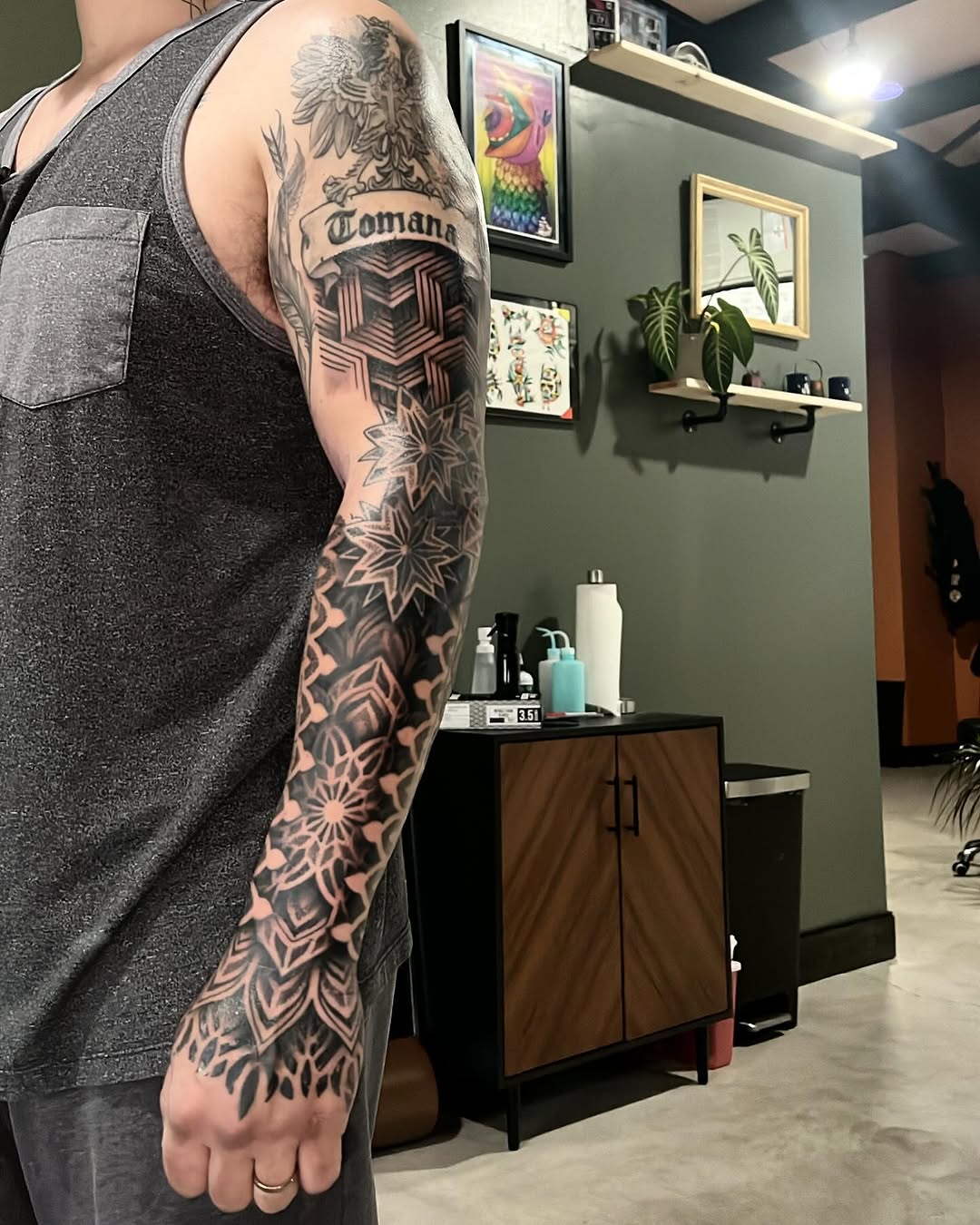 Tattoo by @kee.tattoos — black_and_grey, geometric