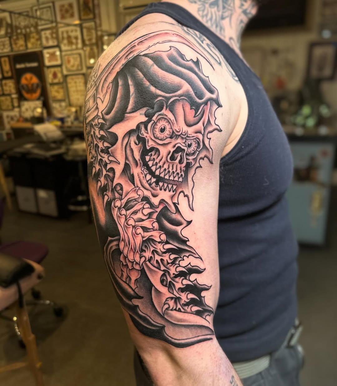 Tattoo by @bails.tattooer โ black_and_grey, dark_realism