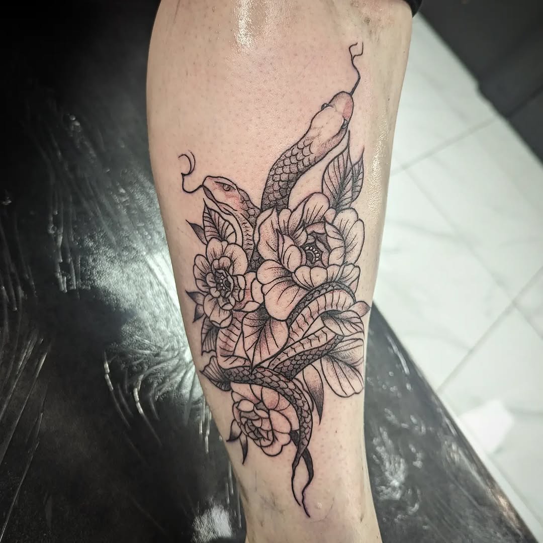 Tattoo by @aleysha.jane.tattoos — black_and_grey, neo_traditional