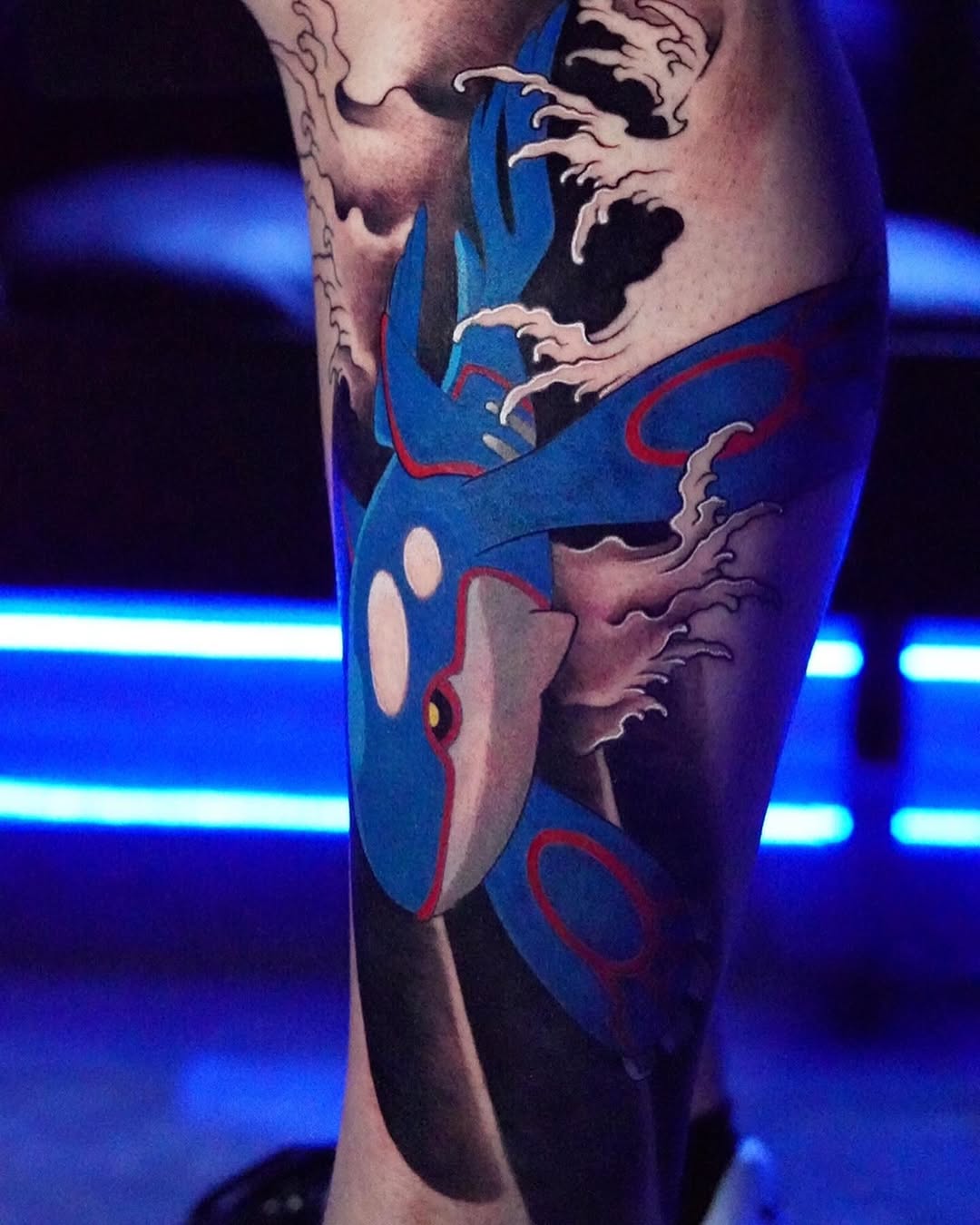 Tattoo by @alba_tatt00 — anime, black_and_grey