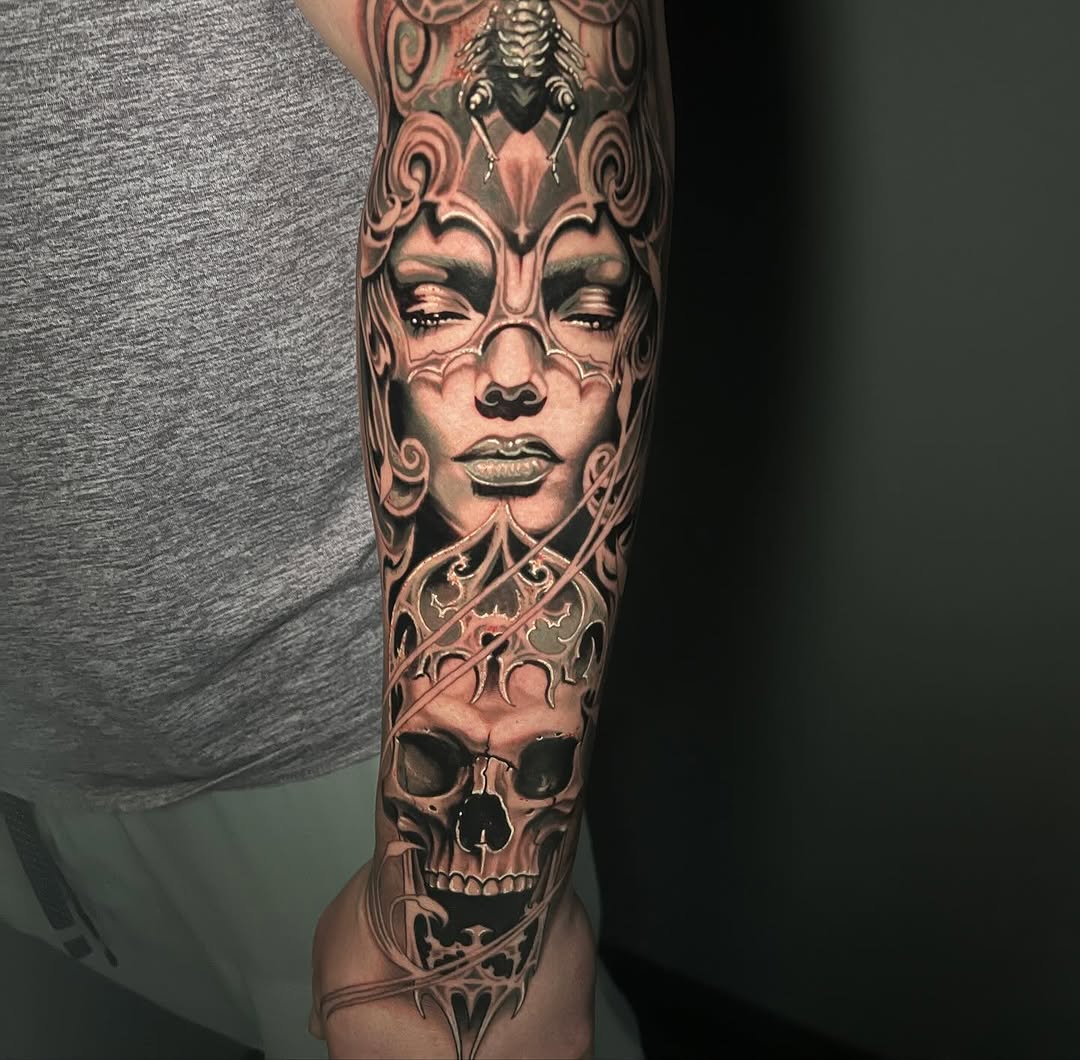 Tattoo by @borrowedparticles โ realism, black_and_grey