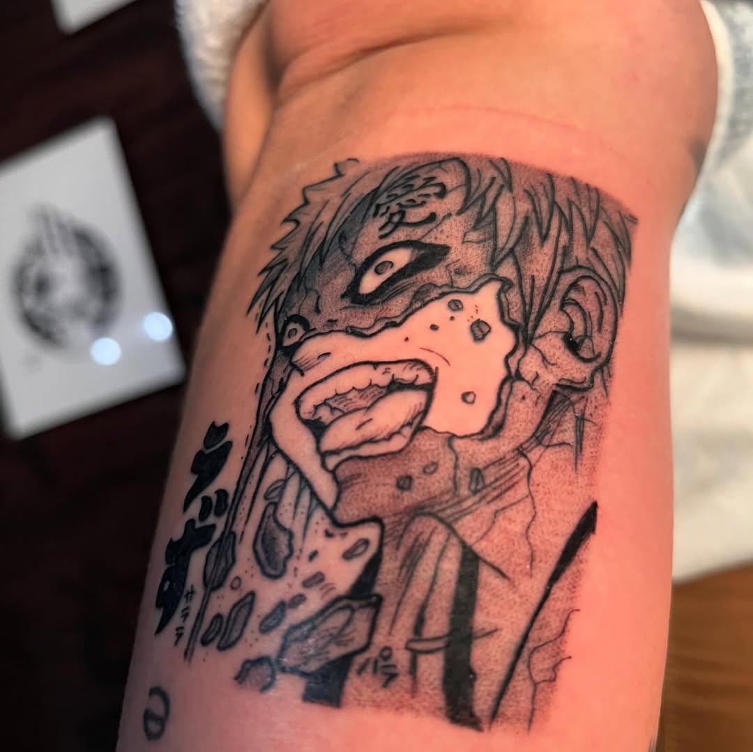 Tattoo by @zurdtauroink — illustrative, anime