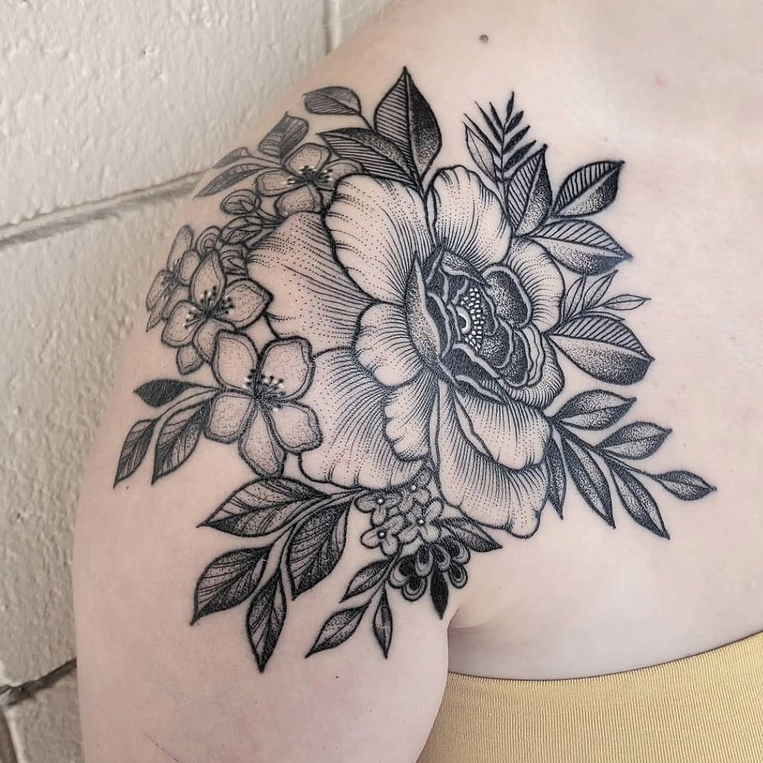Tattoo by @ohtanyagee — dotwork, black_and_grey