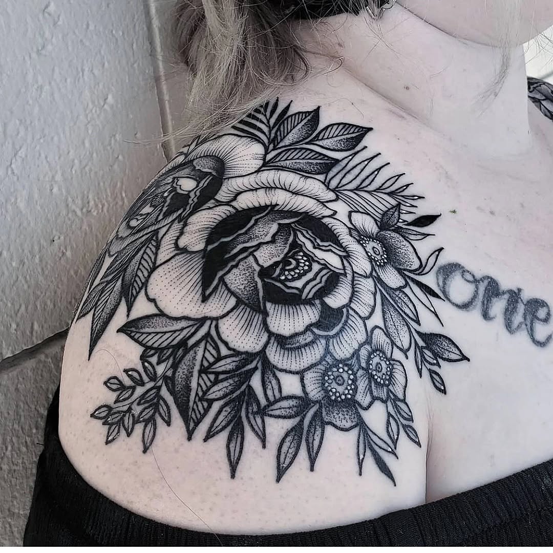 Tattoo by @ohtanyagee — black_and_grey, dotwork