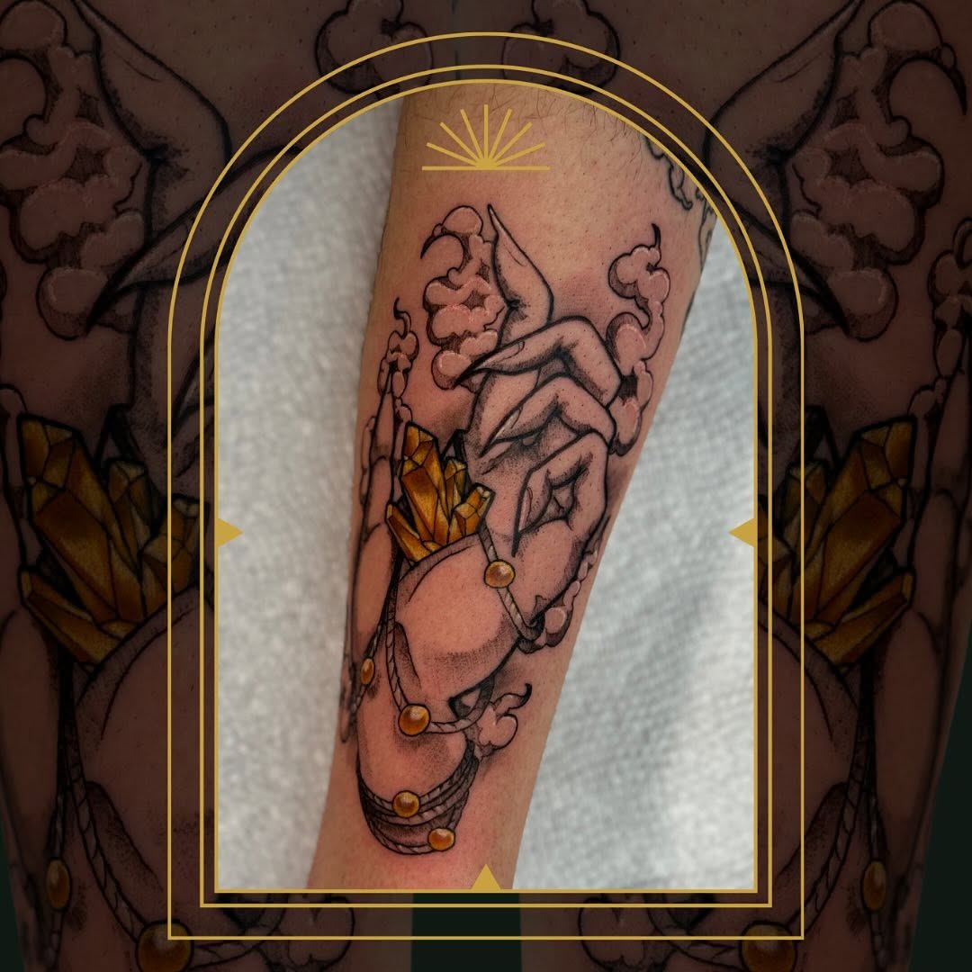 Tattoo by @saveriatattoos — illustrative, black_and_grey