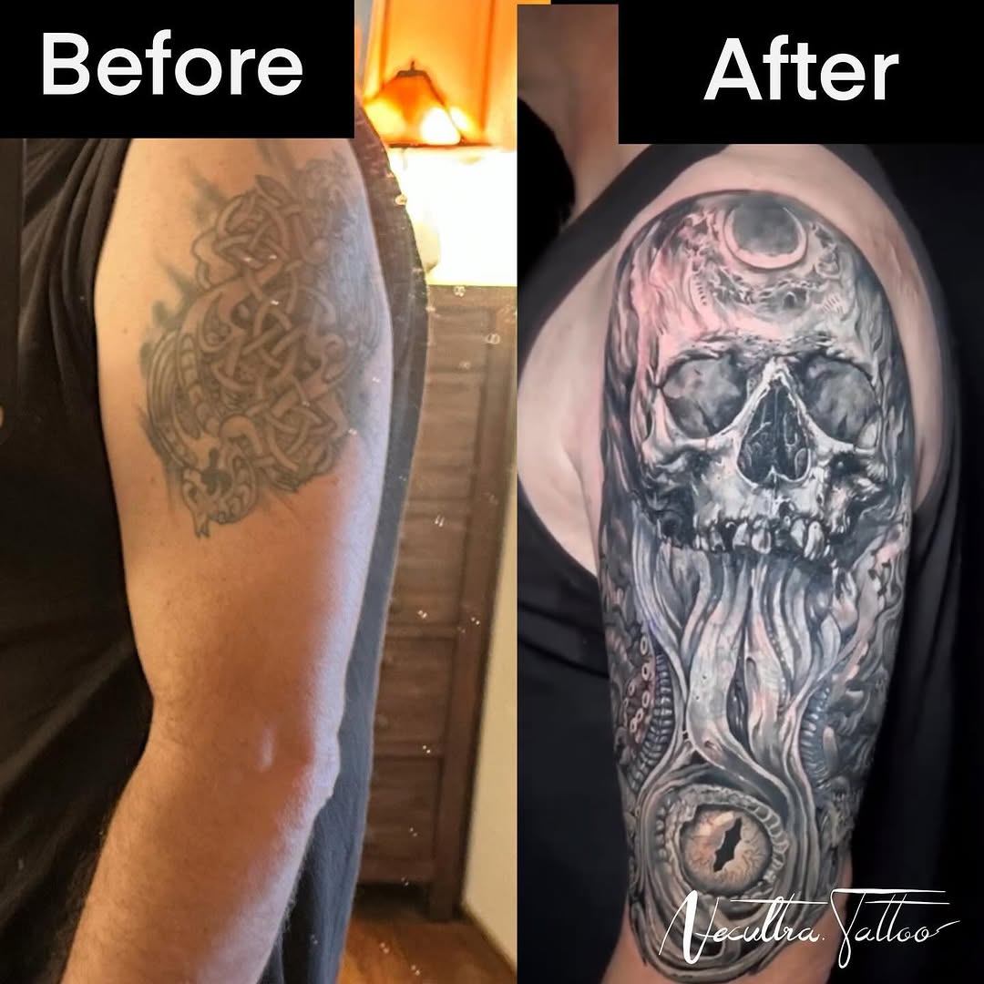 Tattoo by @necultra.tattoo — realism, dark_realism
