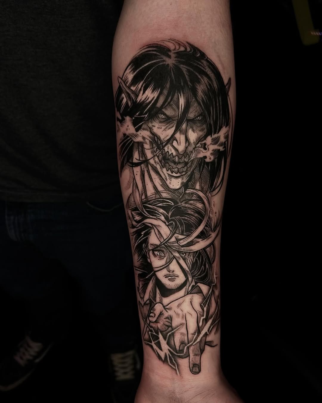 Tattoo by @petaltattoo — anime, black_and_grey