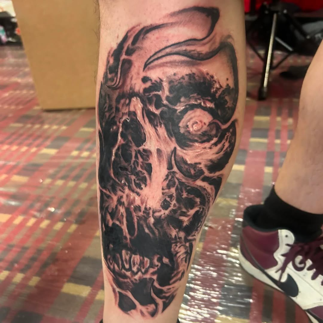 Tattoo by @austin_megallon — dark_realism, black_and_grey