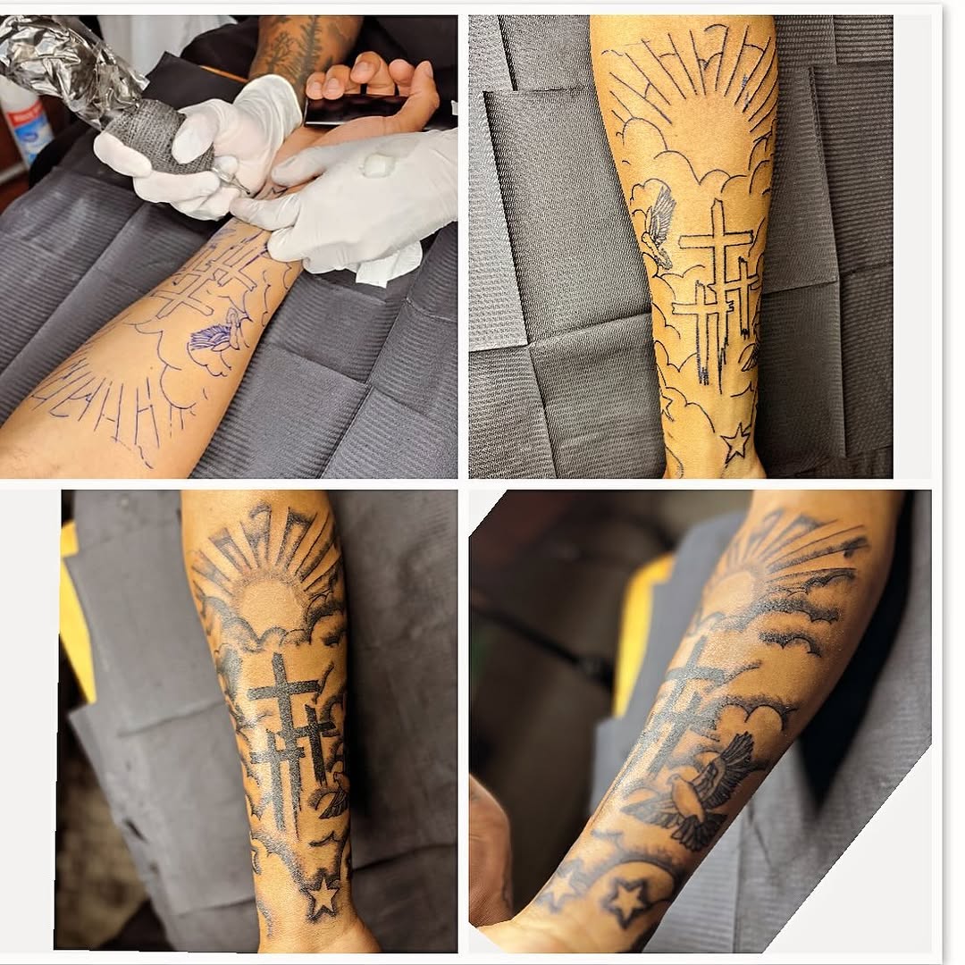 Tattoo by @cmoreink — black_and_grey, illustrative