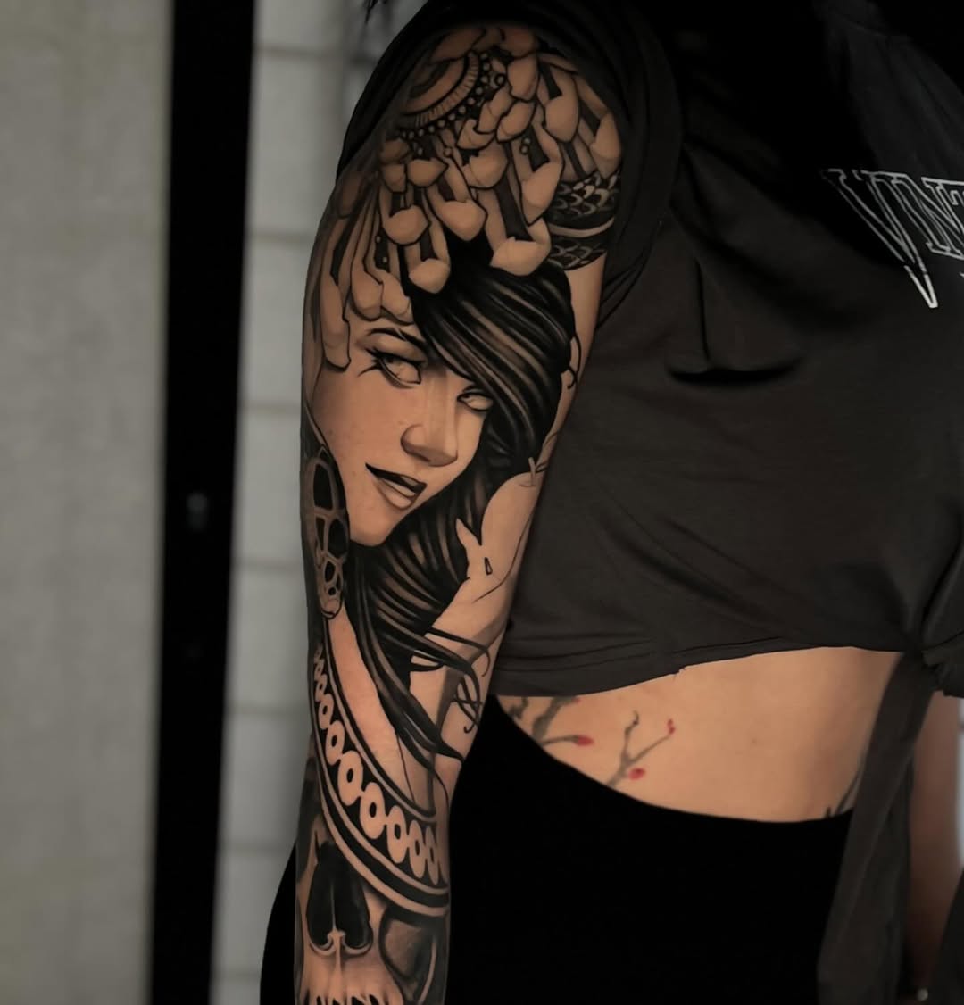Tattoo by @cvaldestattoos — black_and_grey, realism