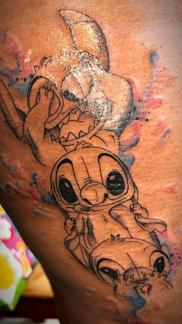 Tattoo by @oxide_inker — illustrative, anime