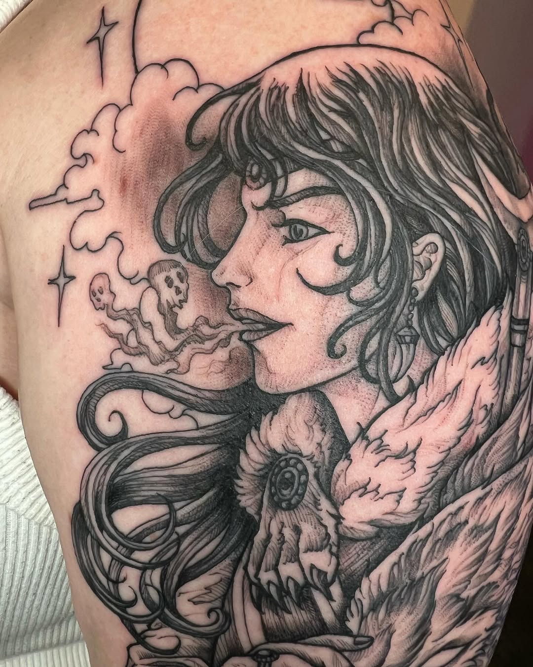 Tattoo by @judeletronik_tattoo — black_and_grey, dark_realism