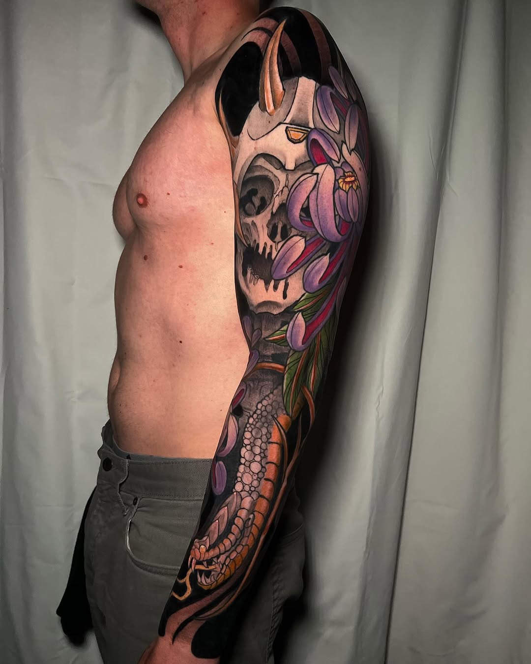 Tattoo by @lordovflies — japanese_irezumi, black_and_grey