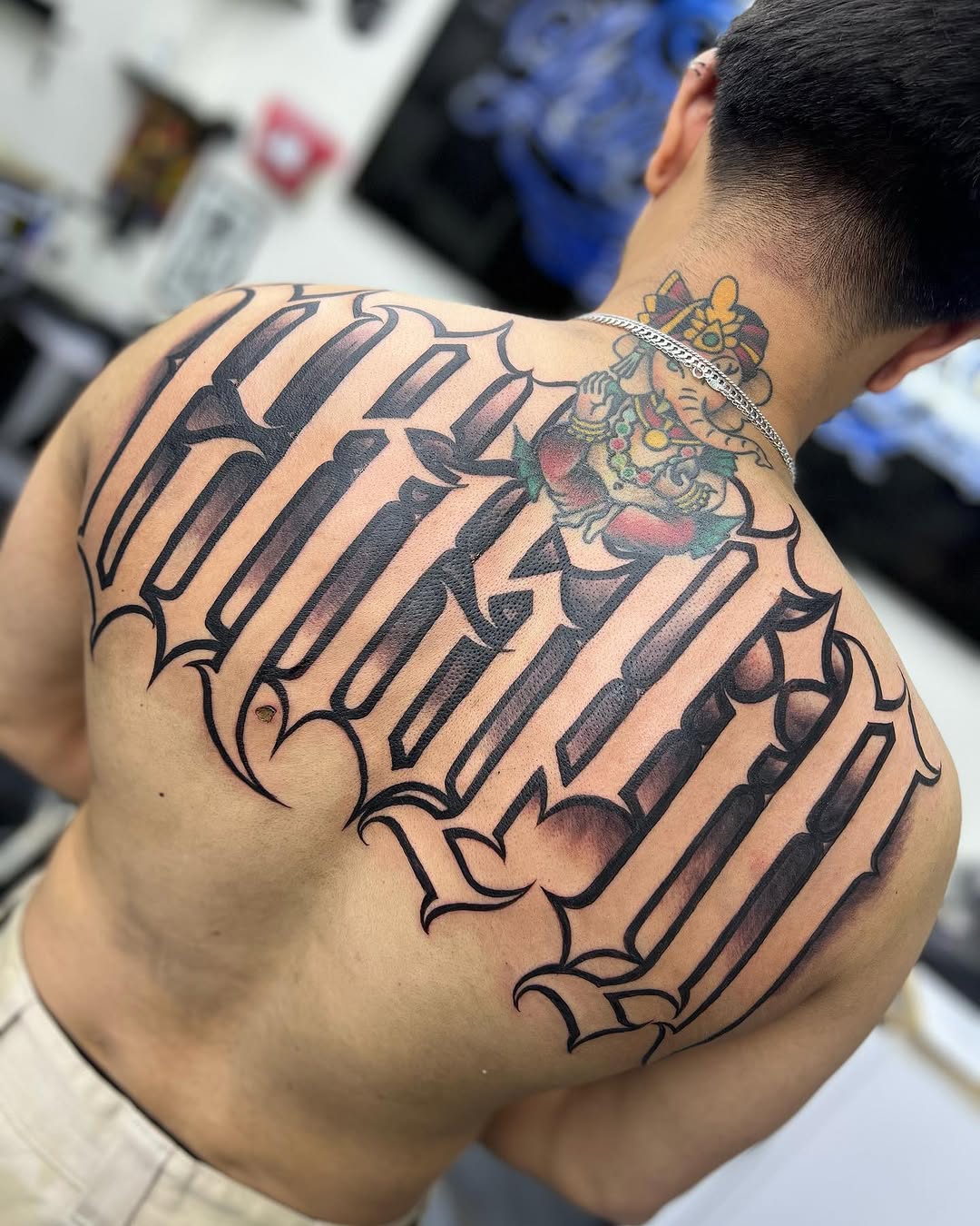 Tattoo by @playboy_script_ β lettering_script, blackwork