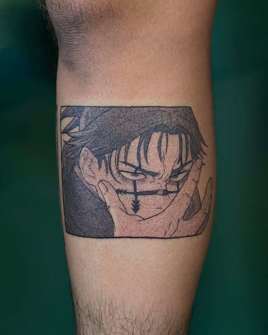 Tattoo by @aeipathy.tattoo β anime, black_and_grey
