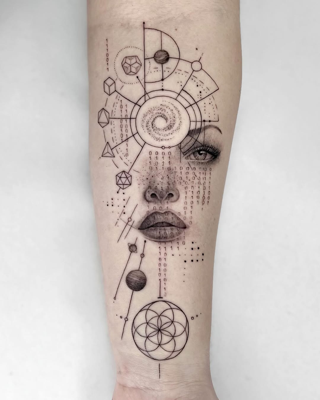 Tattoo by @jaxntheboxtattoos โ geometric, black_and_grey
