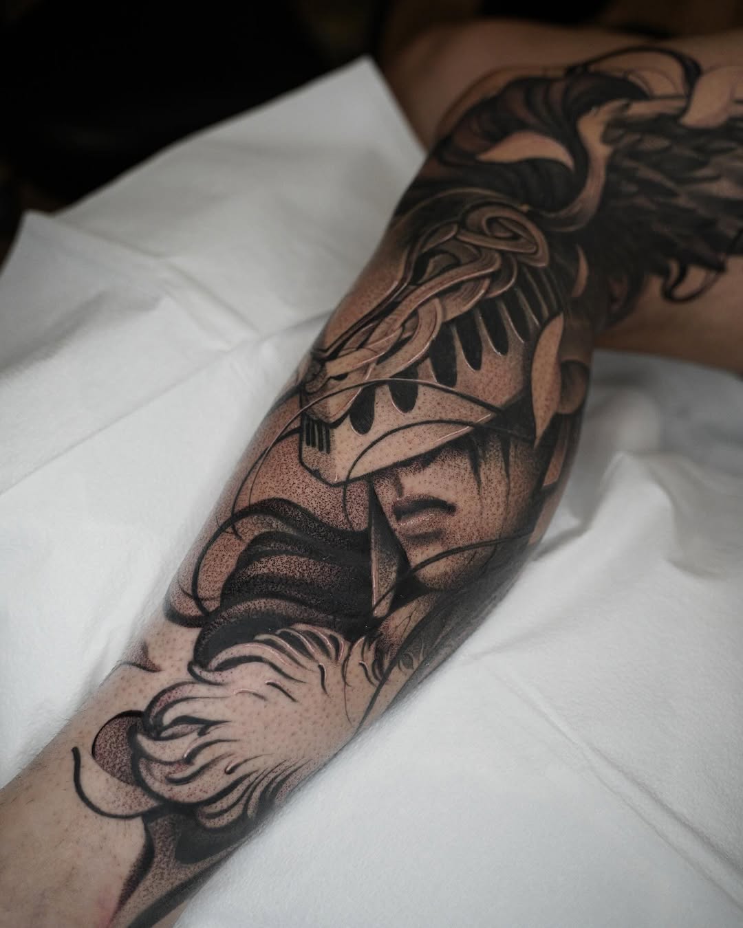 Tattoo by @tattoosbyale_ — black_and_grey, dotwork