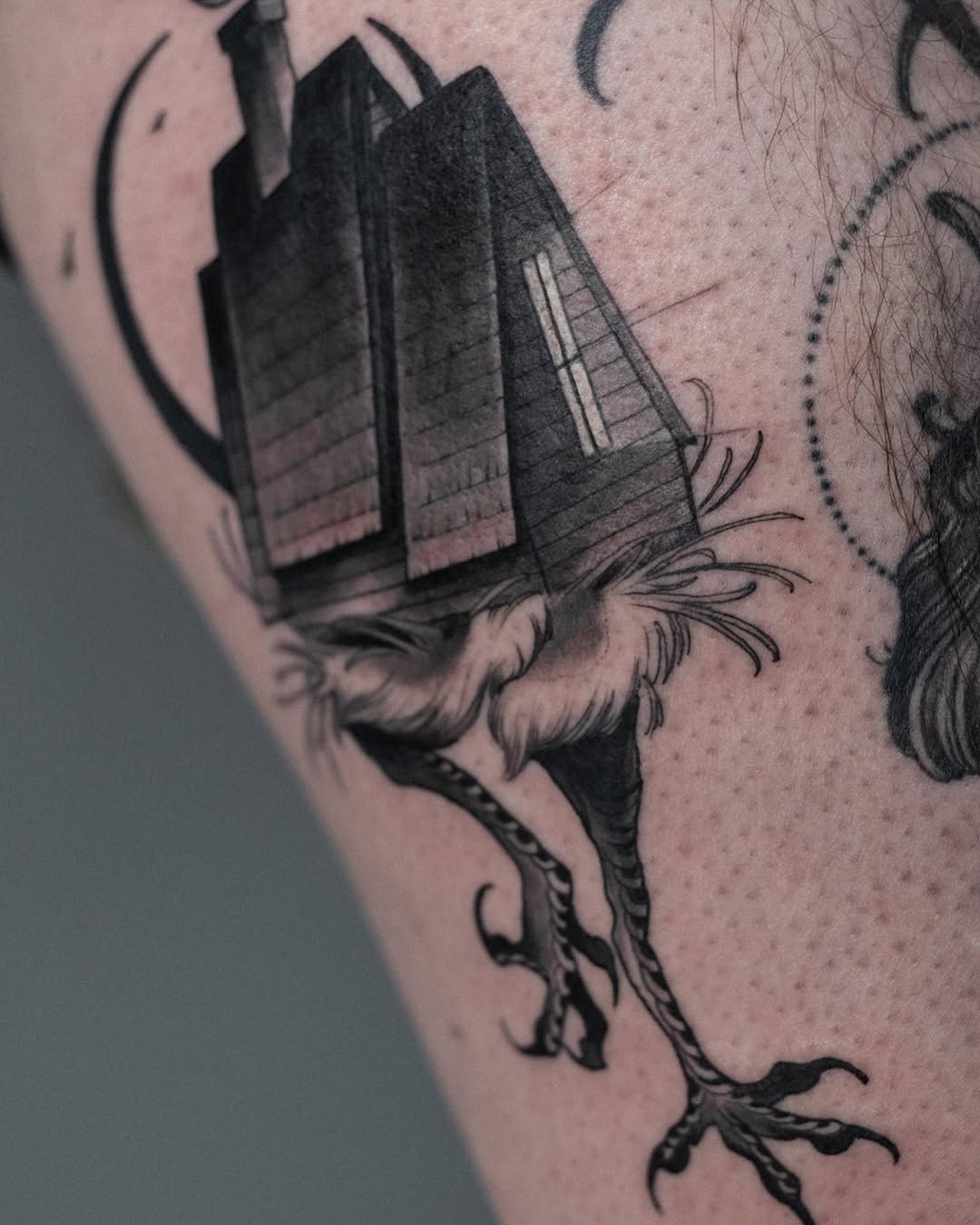 Tattoo by @obiecruztattoo — dark_realism, black_and_grey