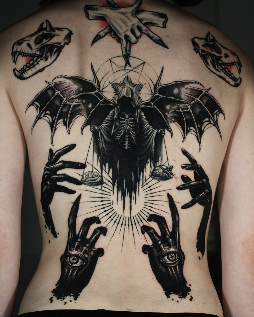 Tattoo by @h.black_ink — blackwork, dark_realism