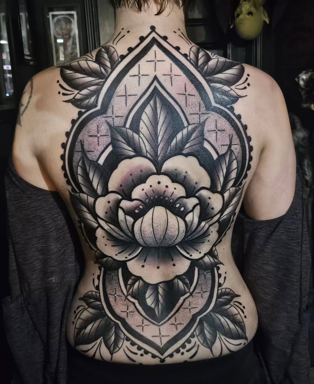 Tattoo by @victoriahtattoos — black_and_grey, ornamental