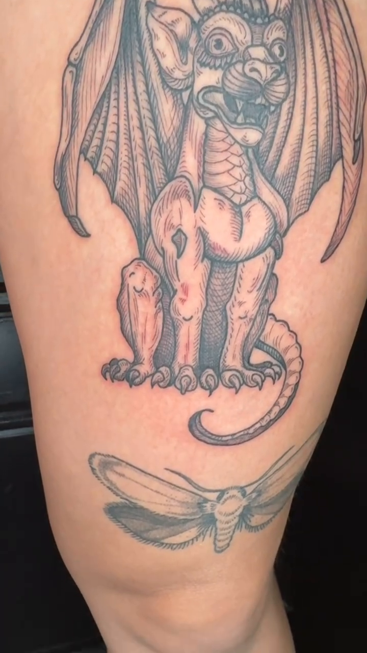 Tattoo by @honestbird — illustrative, black_and_grey