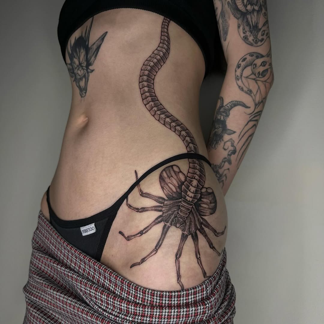 Tattoo by @deadgirlnextdoor — dark_realism, black_and_grey