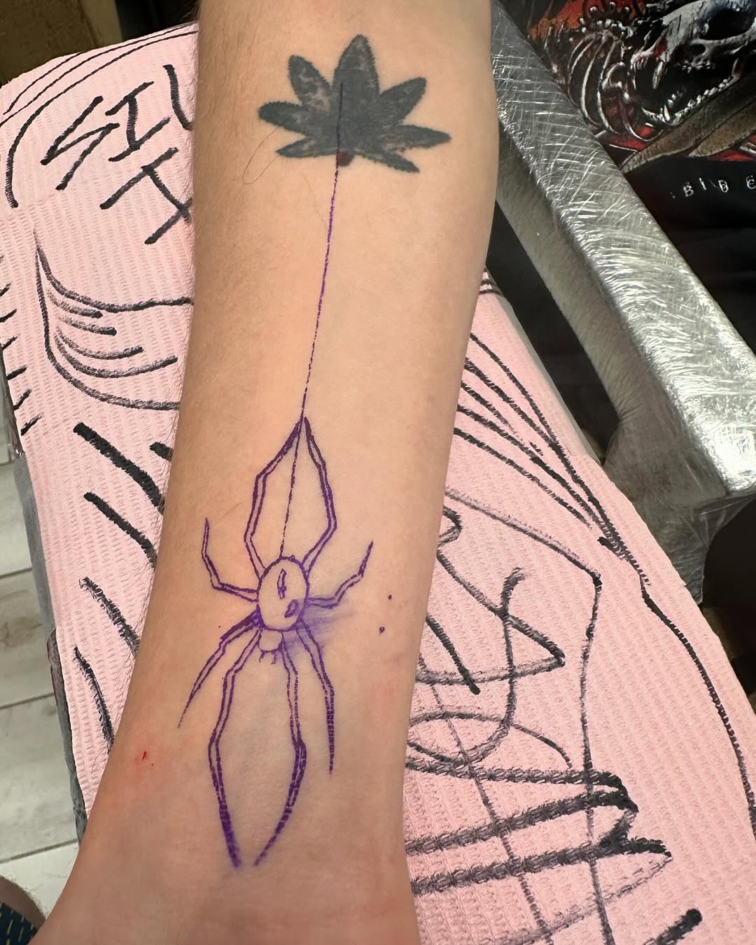 Tattoo by @silkyinks — illustrative, blackwork