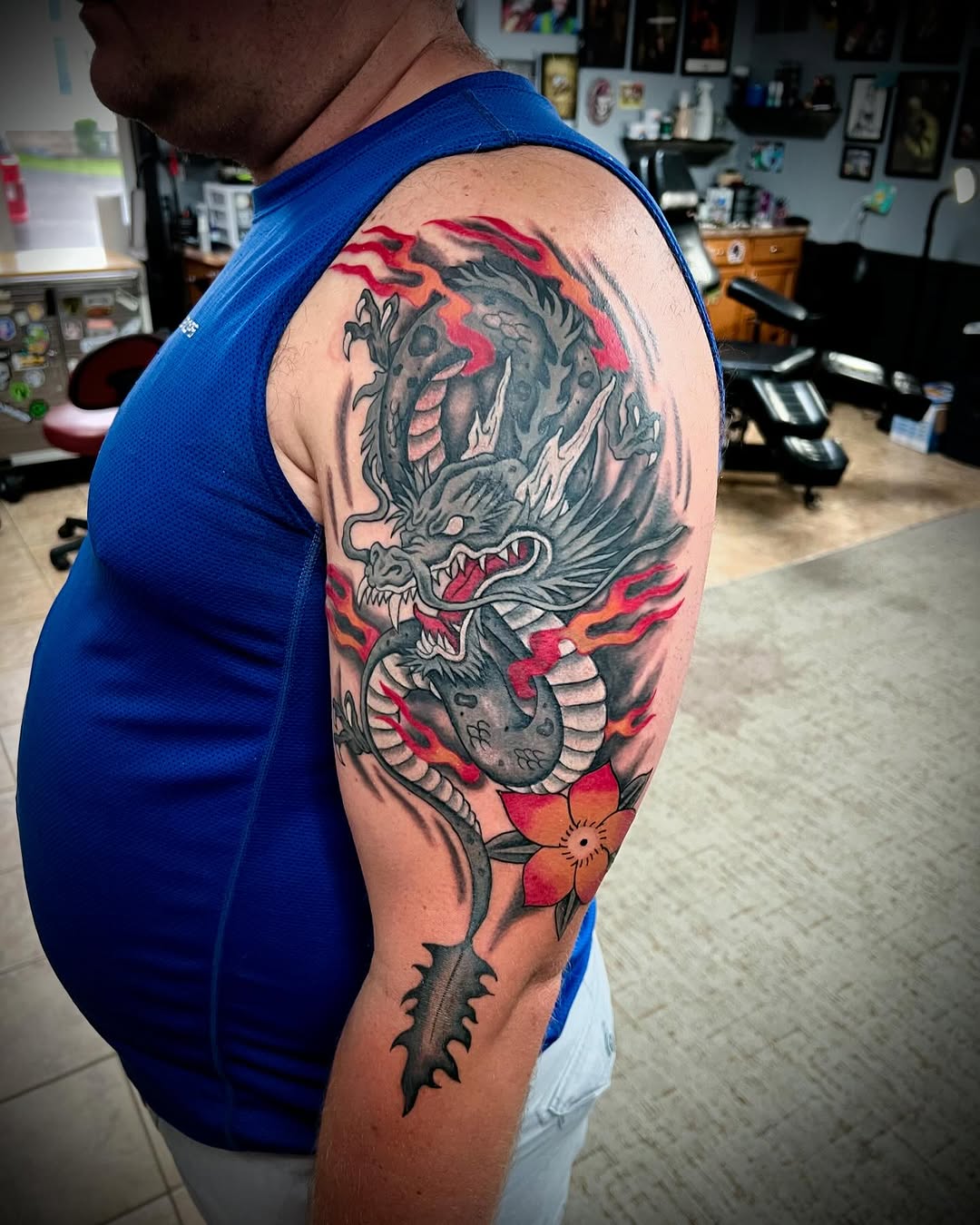 Tattoo by @austinhilltattoos — japanese_irezumi, black_and_grey