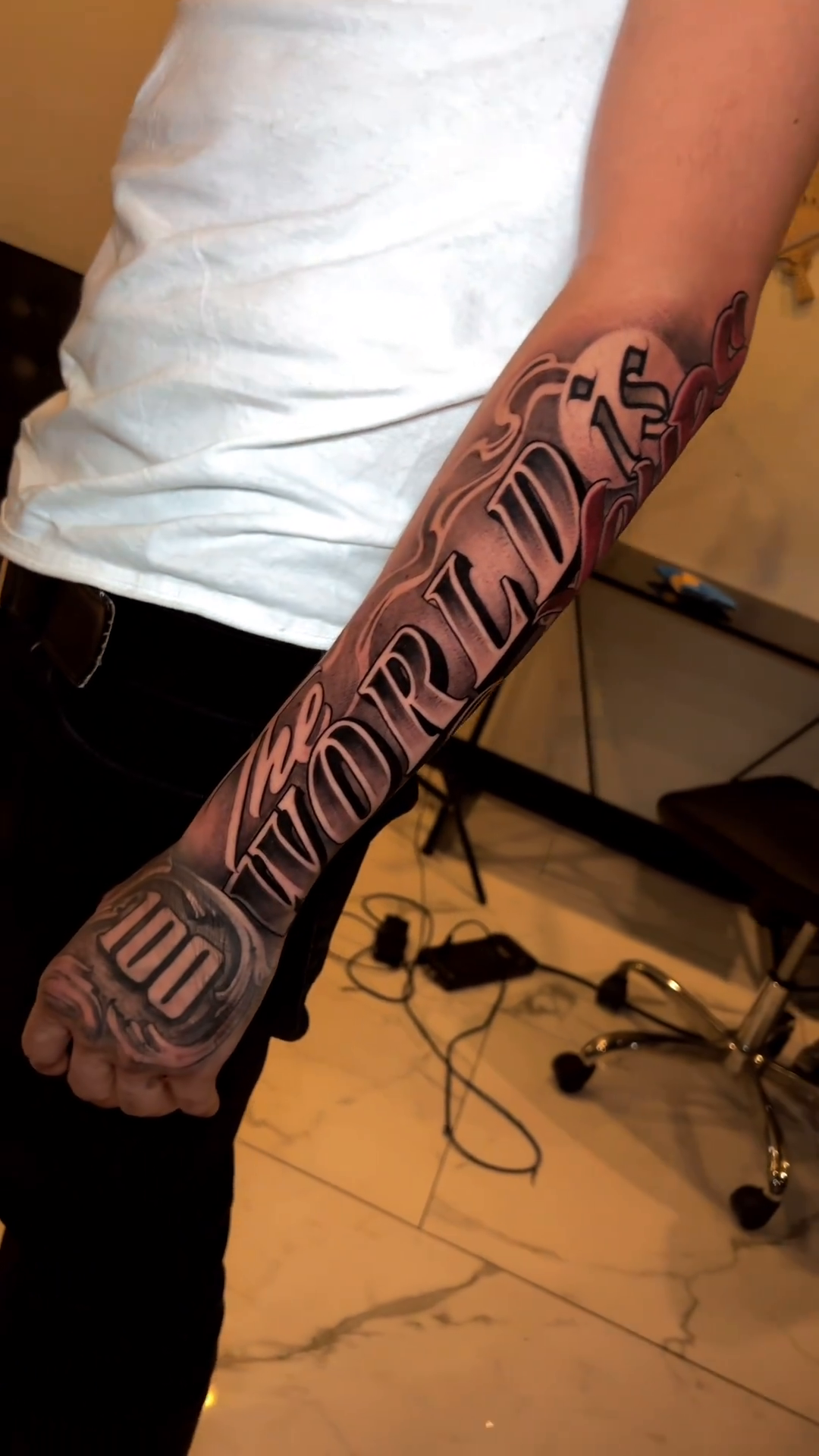 Tattoo by @elfamosoflames — lettering_script