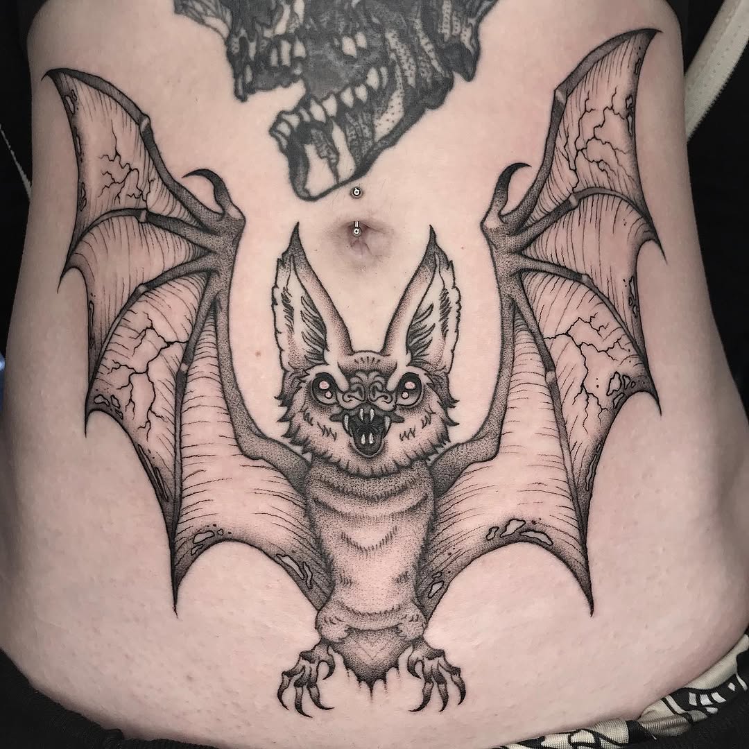 Tattoo by @raineydaytattoos — black_and_grey, dotwork