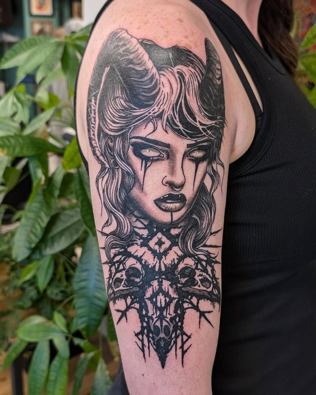 Tattoo by @hutch_tat β dark_realism, blackwork