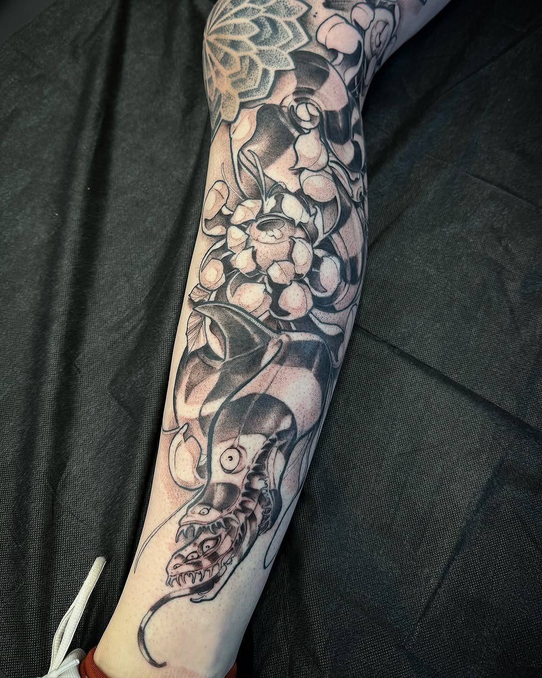 Tattoo by @joehalltattoos — japanese_irezumi, black_and_grey