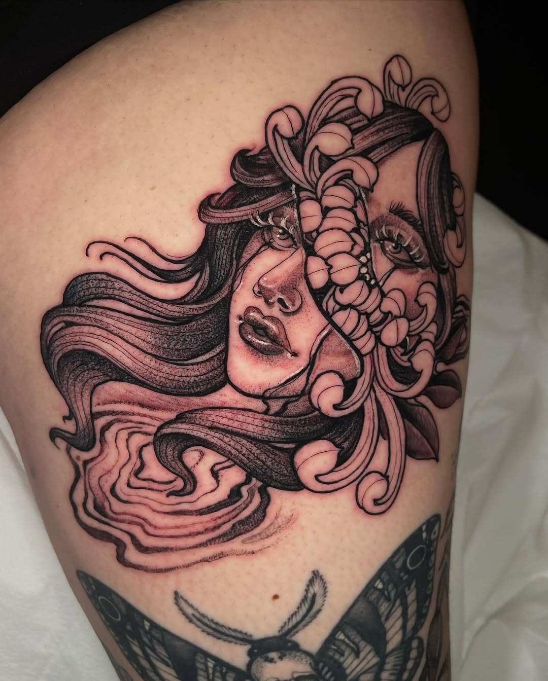 Tattoo by @carlygtattoos — black_and_grey, realism