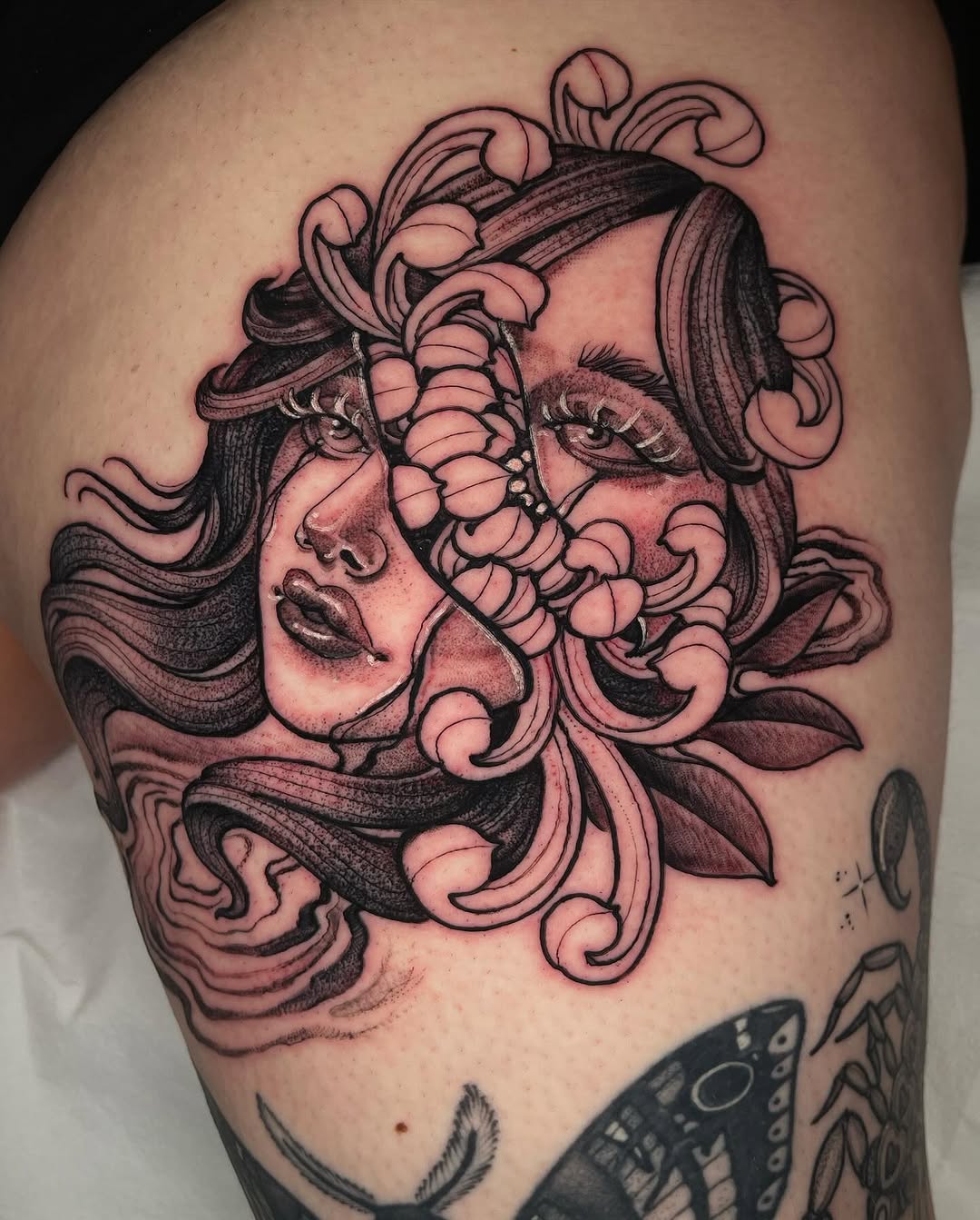 Tattoo by @carlygtattoos — black_and_grey, realism