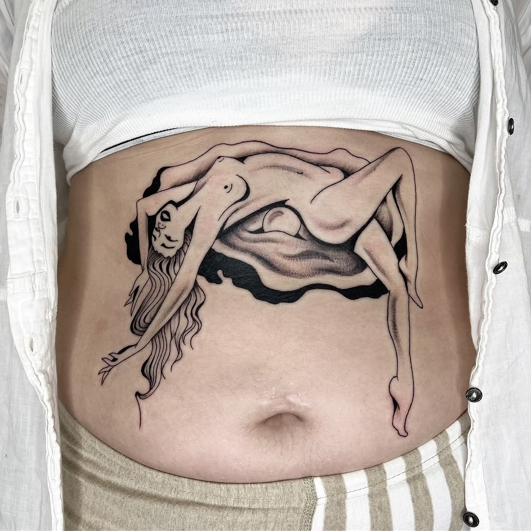 Tattoo by @lre_ink — illustrative, blackwork