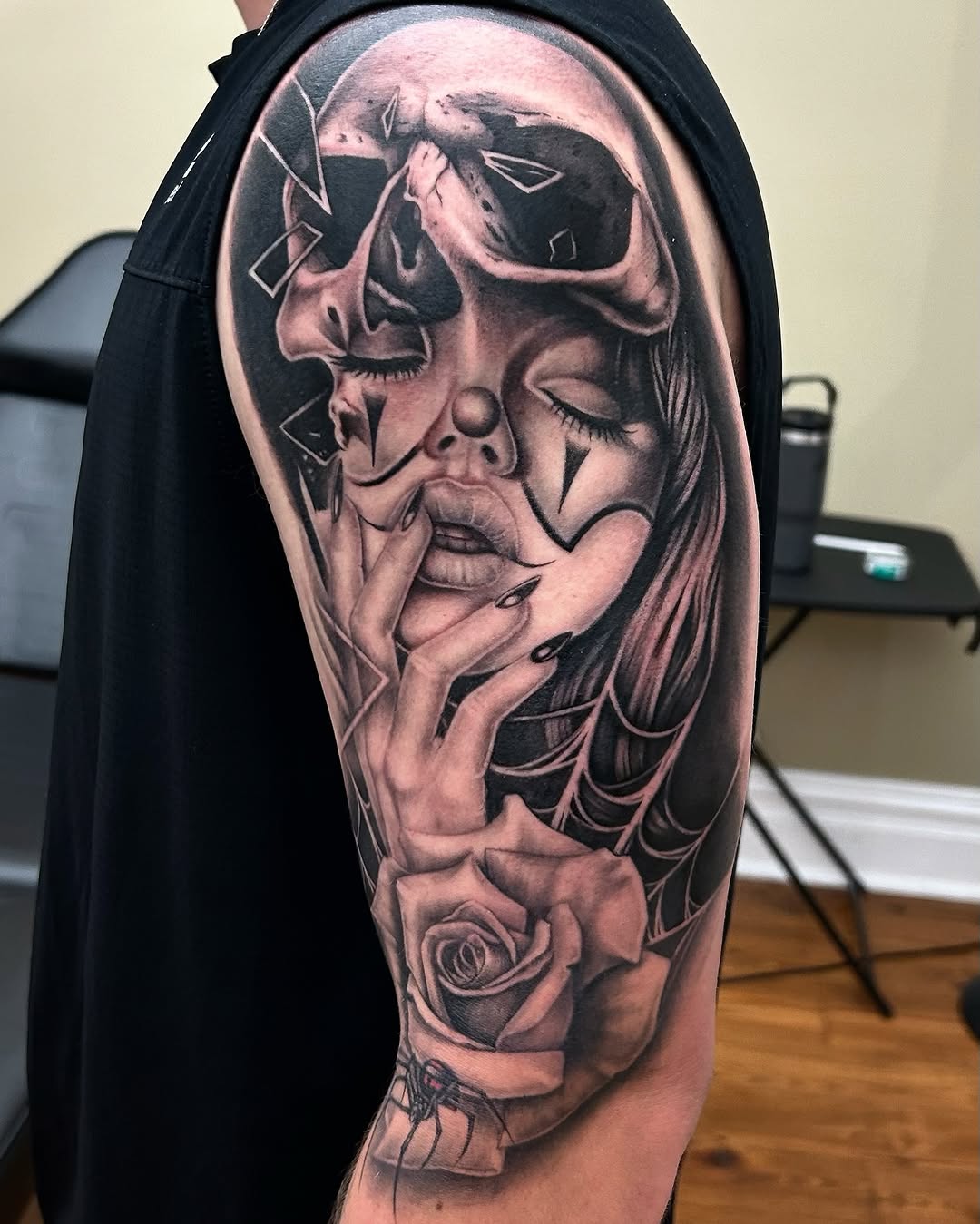 Tattoo by @artjimenez_tattoo — chicano, black_and_grey