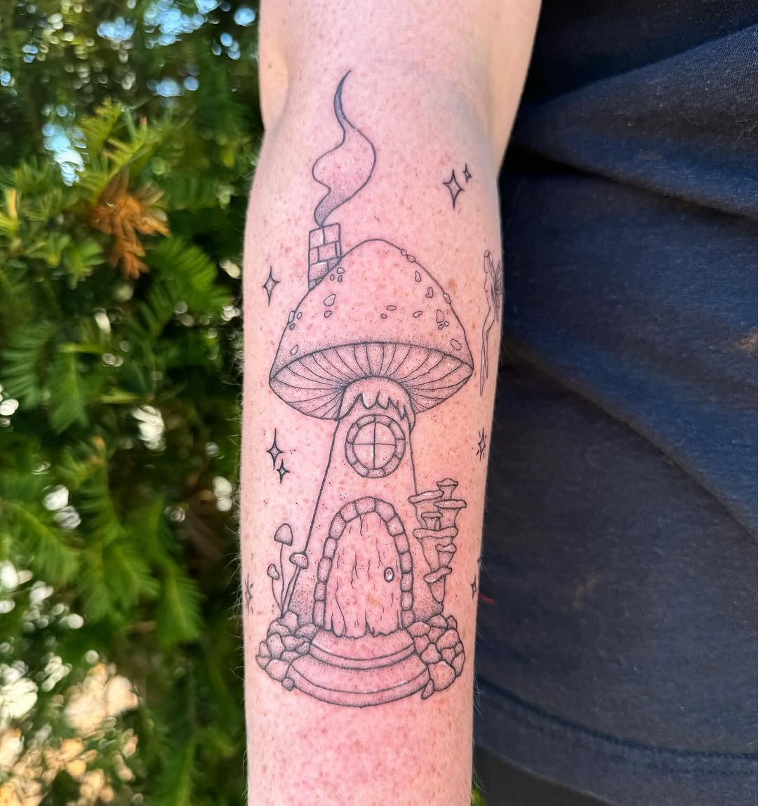 Tattoo by @tramps.stamps — illustrative, dotwork