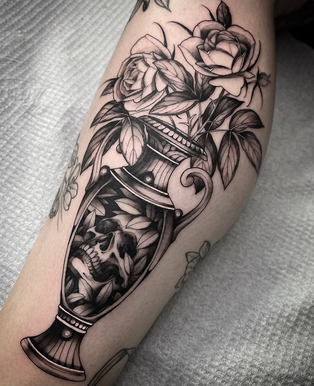 Tattoo by @squirestrahan — black_and_grey, realism