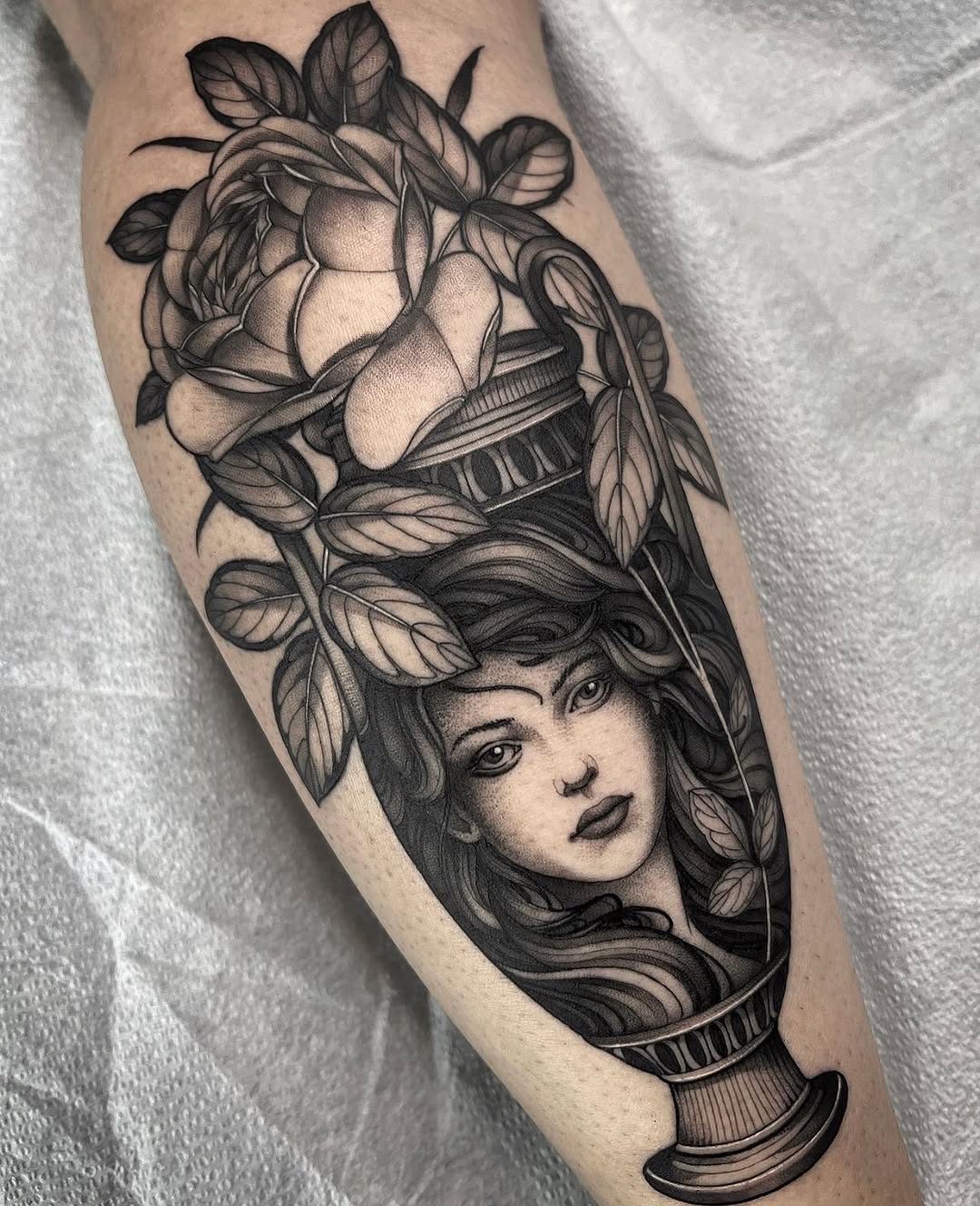 Tattoo by @squirestrahan — black_and_grey, realism