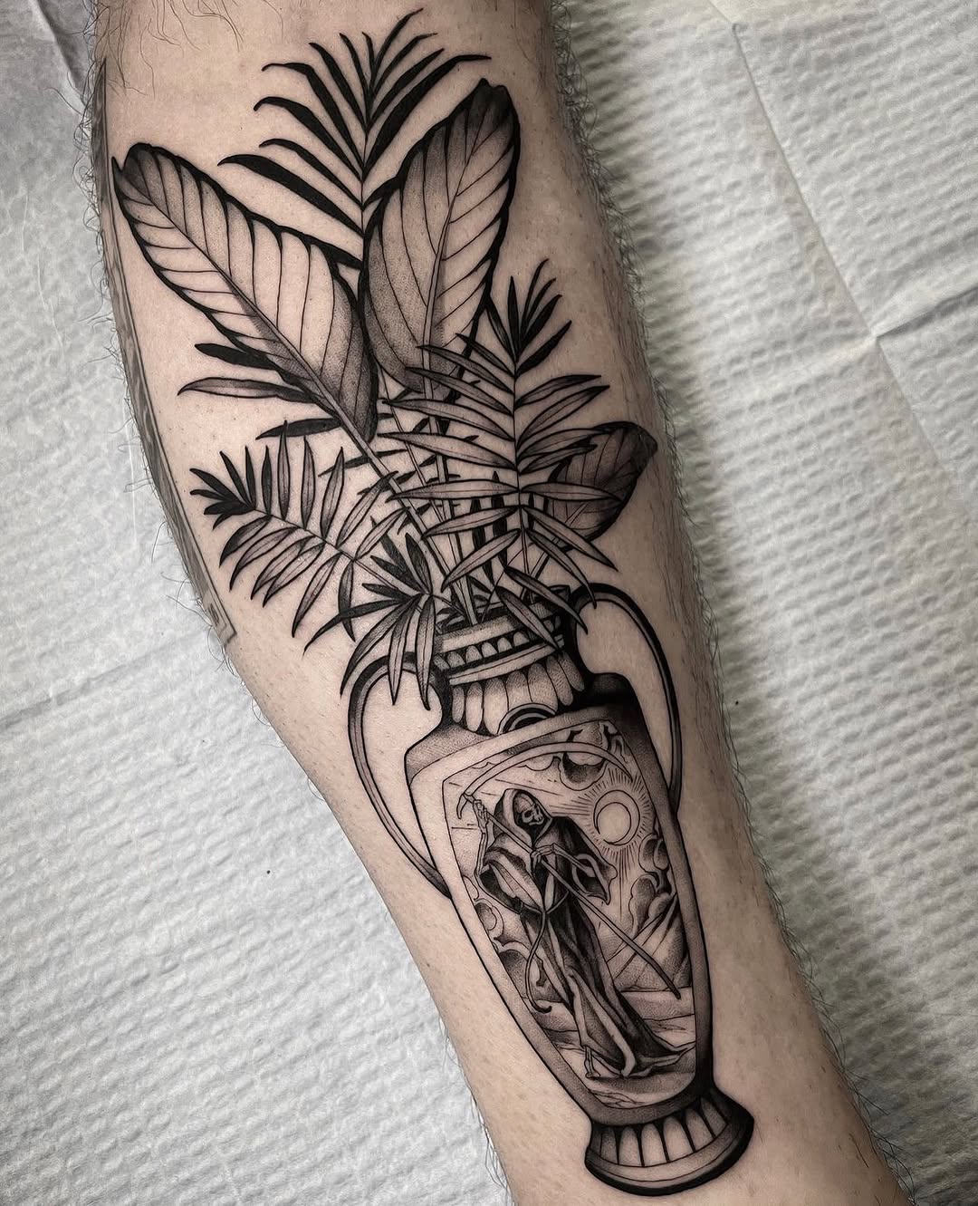 Tattoo by @squirestrahan — black_and_grey, realism