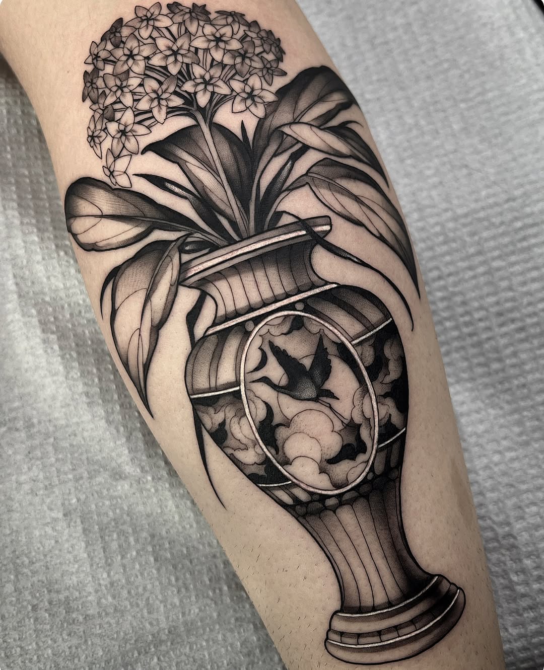 Tattoo by @squirestrahan — black_and_grey, realism