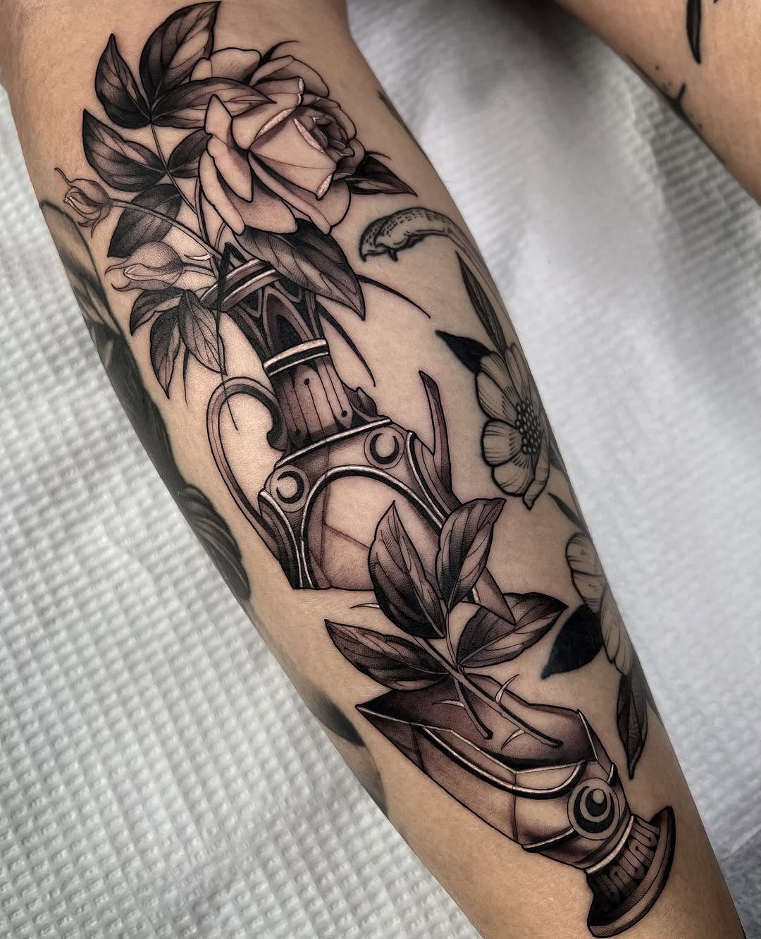 Tattoo by @squirestrahan — black_and_grey, realism