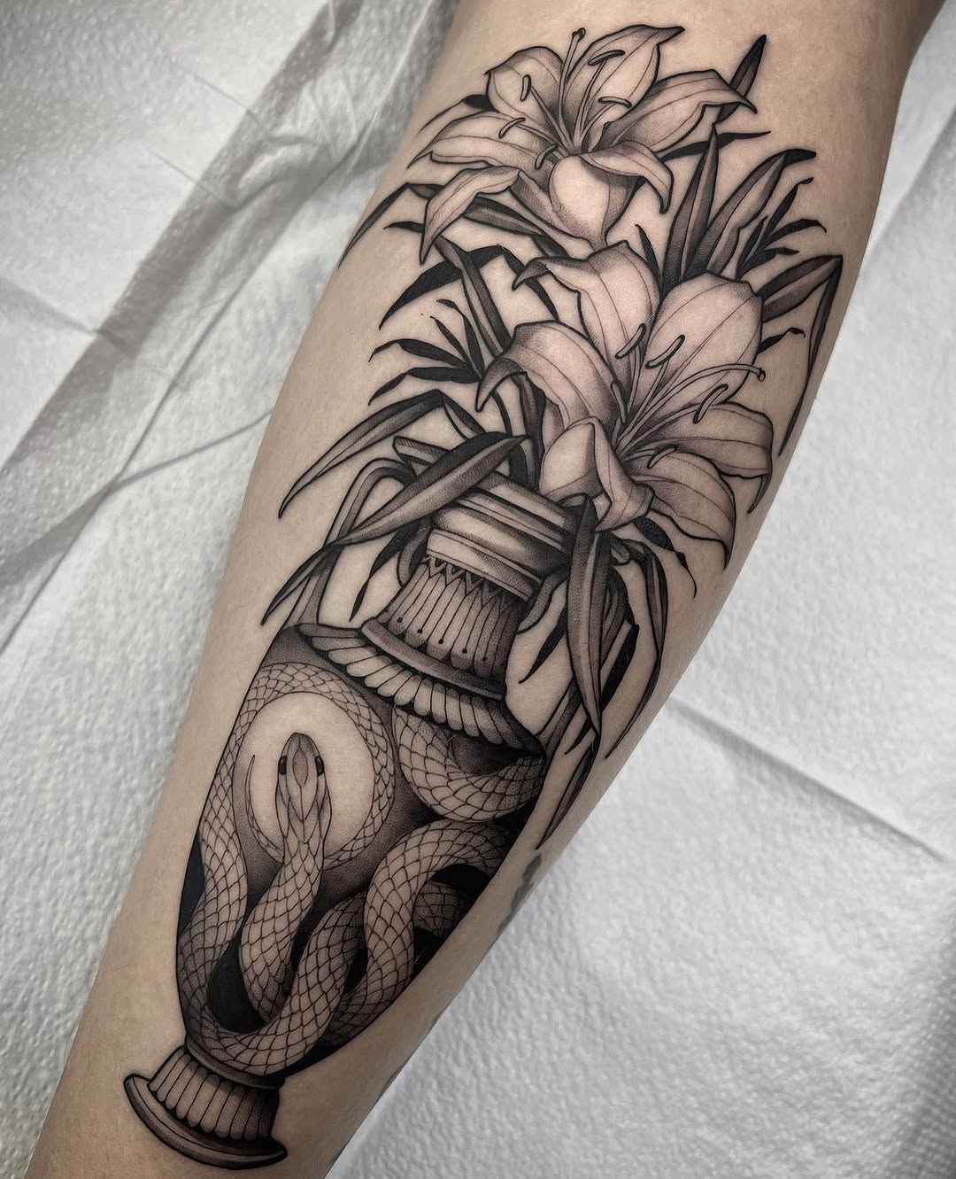 Tattoo by @squirestrahan — black_and_grey, realism
