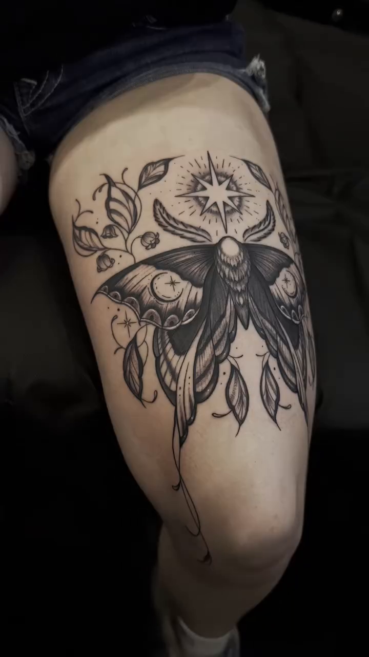 Tattoo by @selestial.tattoos — fine_line, black_and_grey