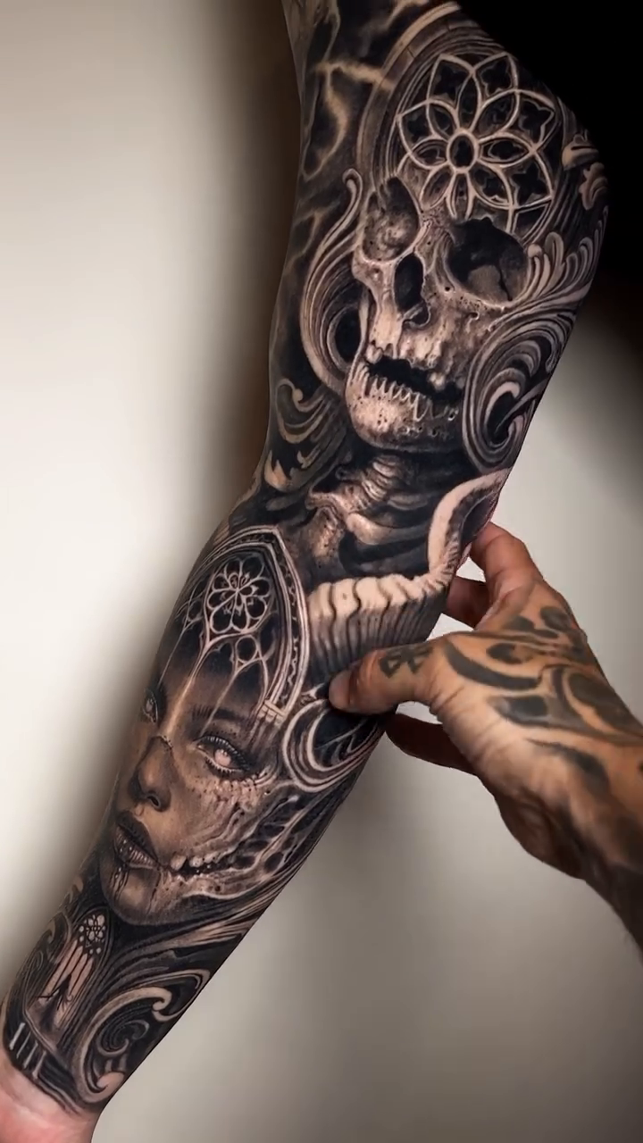 Tattoo by @mumia916 — dark_realism, black_and_grey