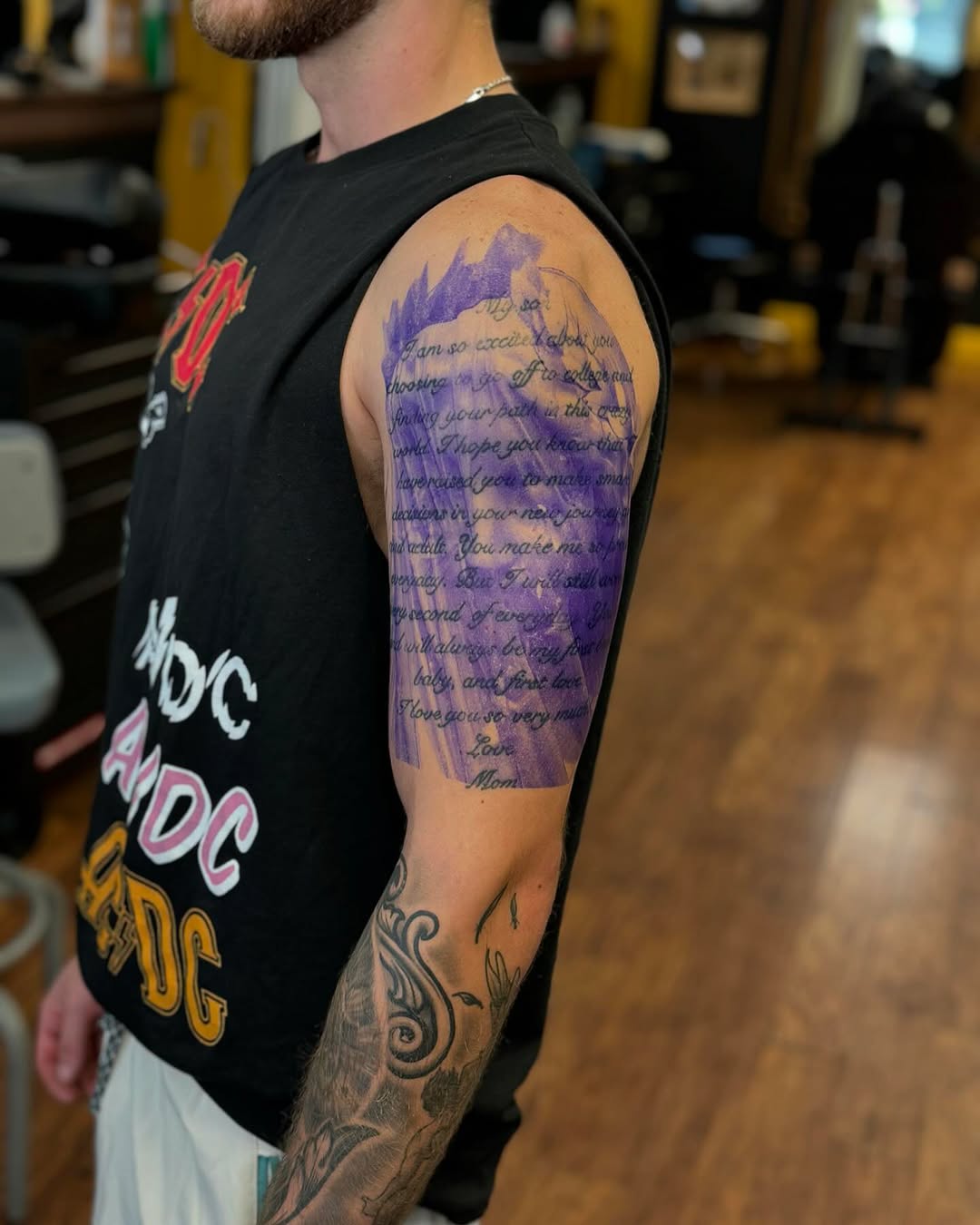 Tattoo by @bishoptattoos — lettering_script, illustrative