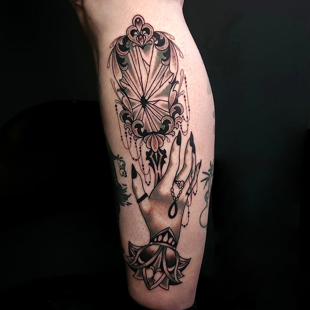 Tattoo by @yuhsintattoos โ black_and_grey, ornamental