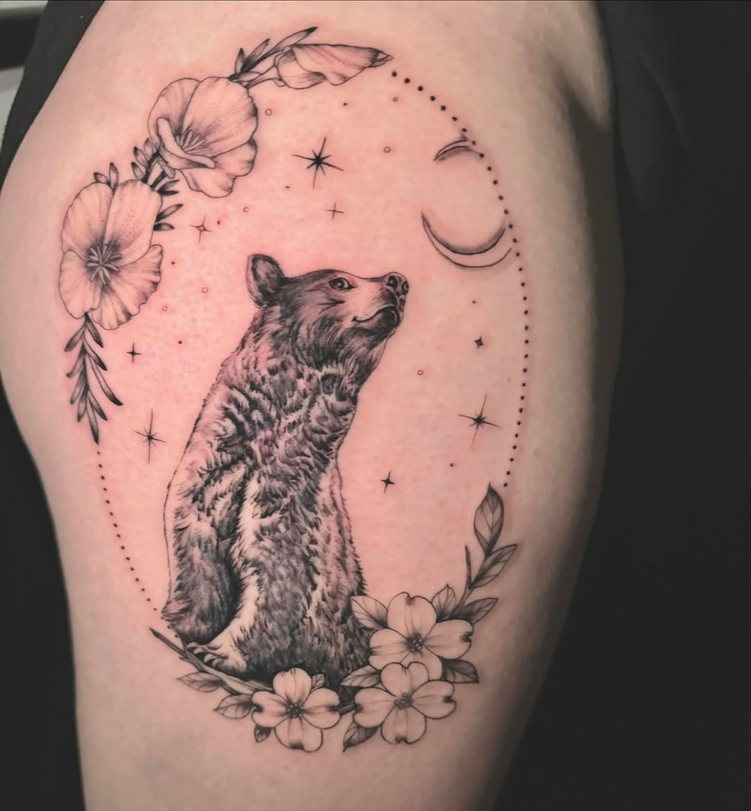 Tattoo by @wildcrafttattoo — realism, black_and_grey